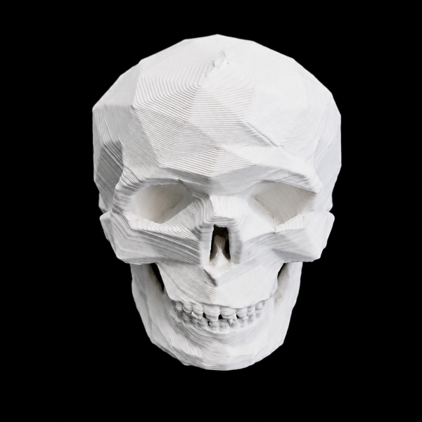 3D dekorace do terária – Geometrická lidská lebka (bílá)