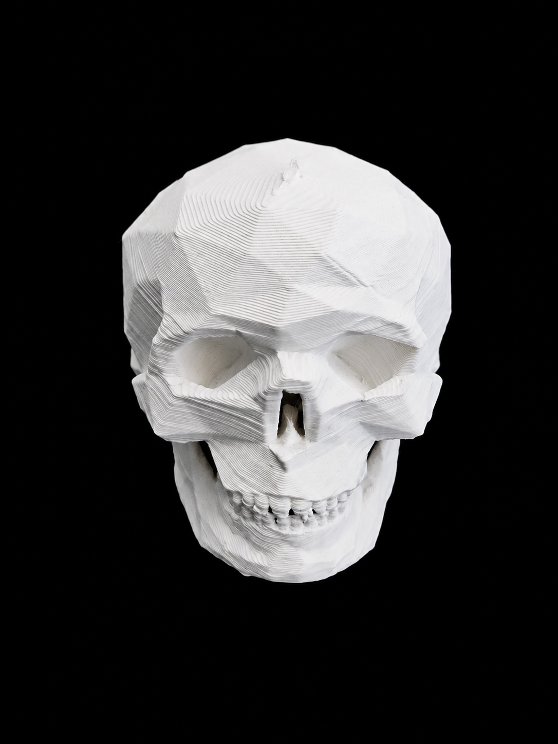 3D dekorace do terária – Geometrická lidská lebka (bílá)